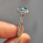 Twisted Pave And Halo Set Round Cut Ring