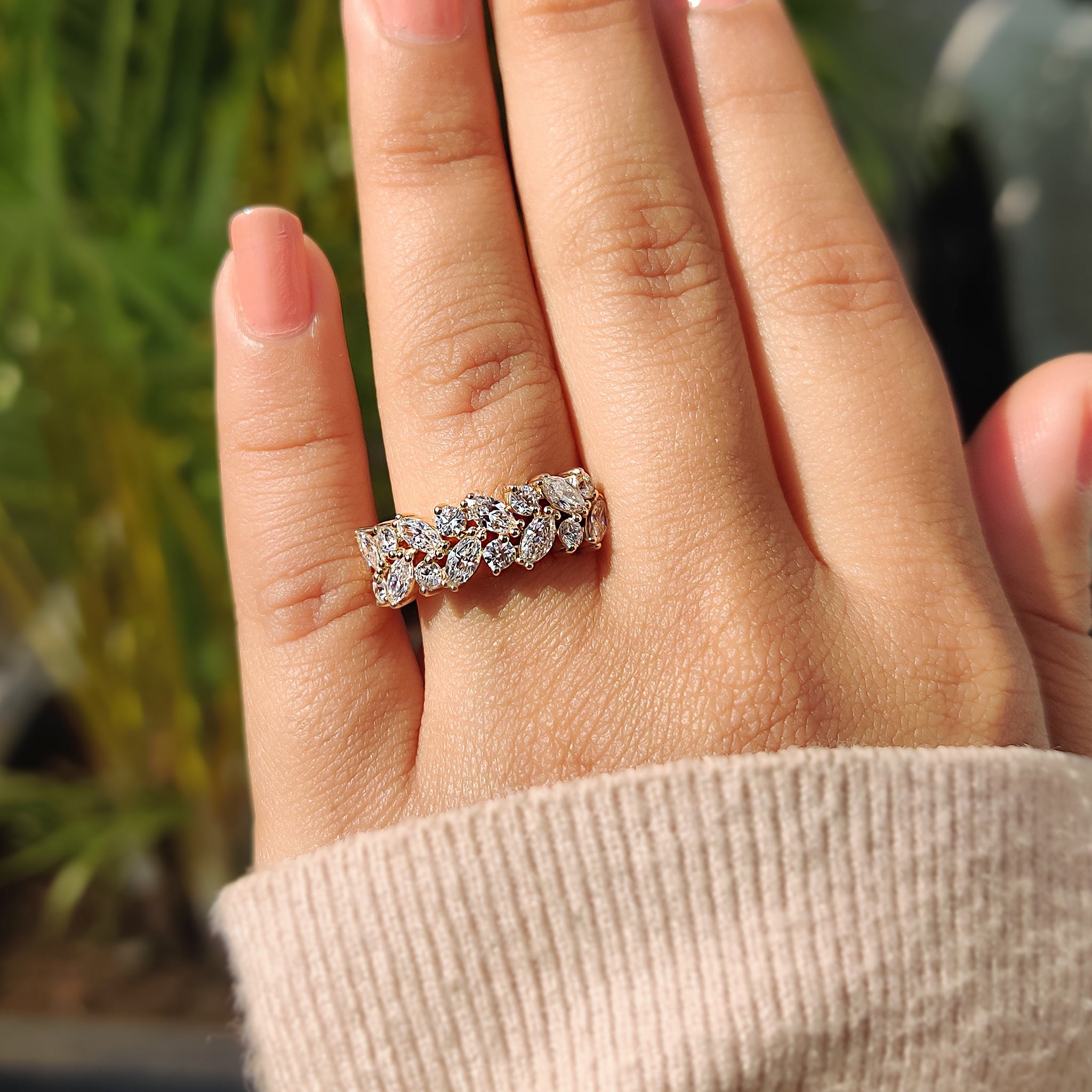 Half Eternity Marquise and round wedding band