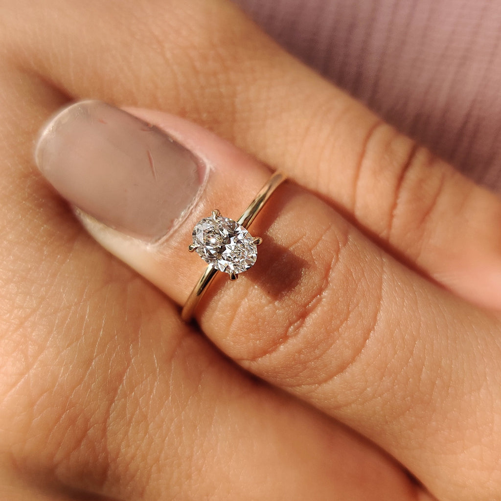 Oval Solitaire Engagement Ring with a Classic Style