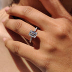 Emerald Cut Engagement Ring With Hidden Halo