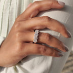 5 Stone Halo Wedding Band