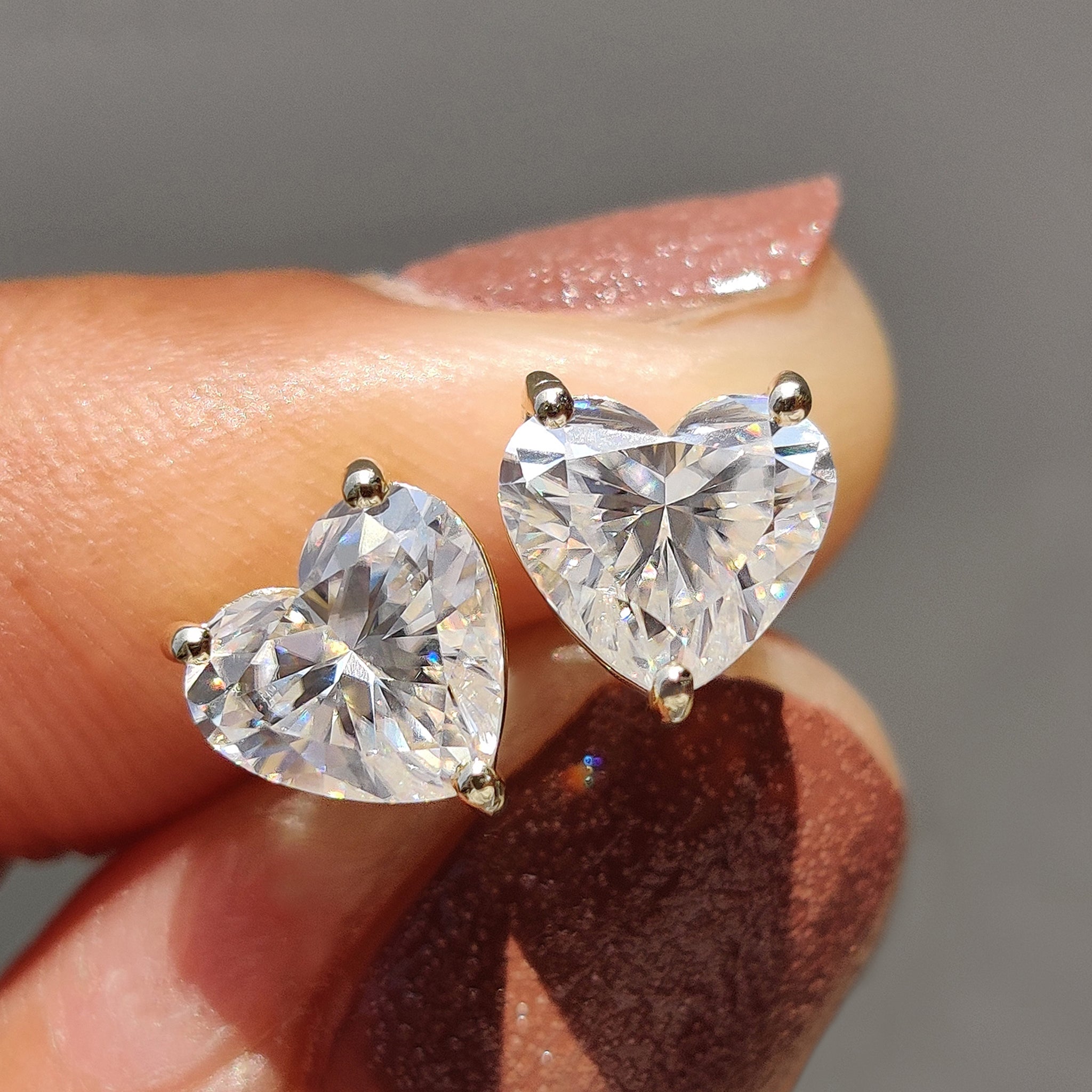 Heart Cut Moissanite Earrings Featuring Screw Back Main image