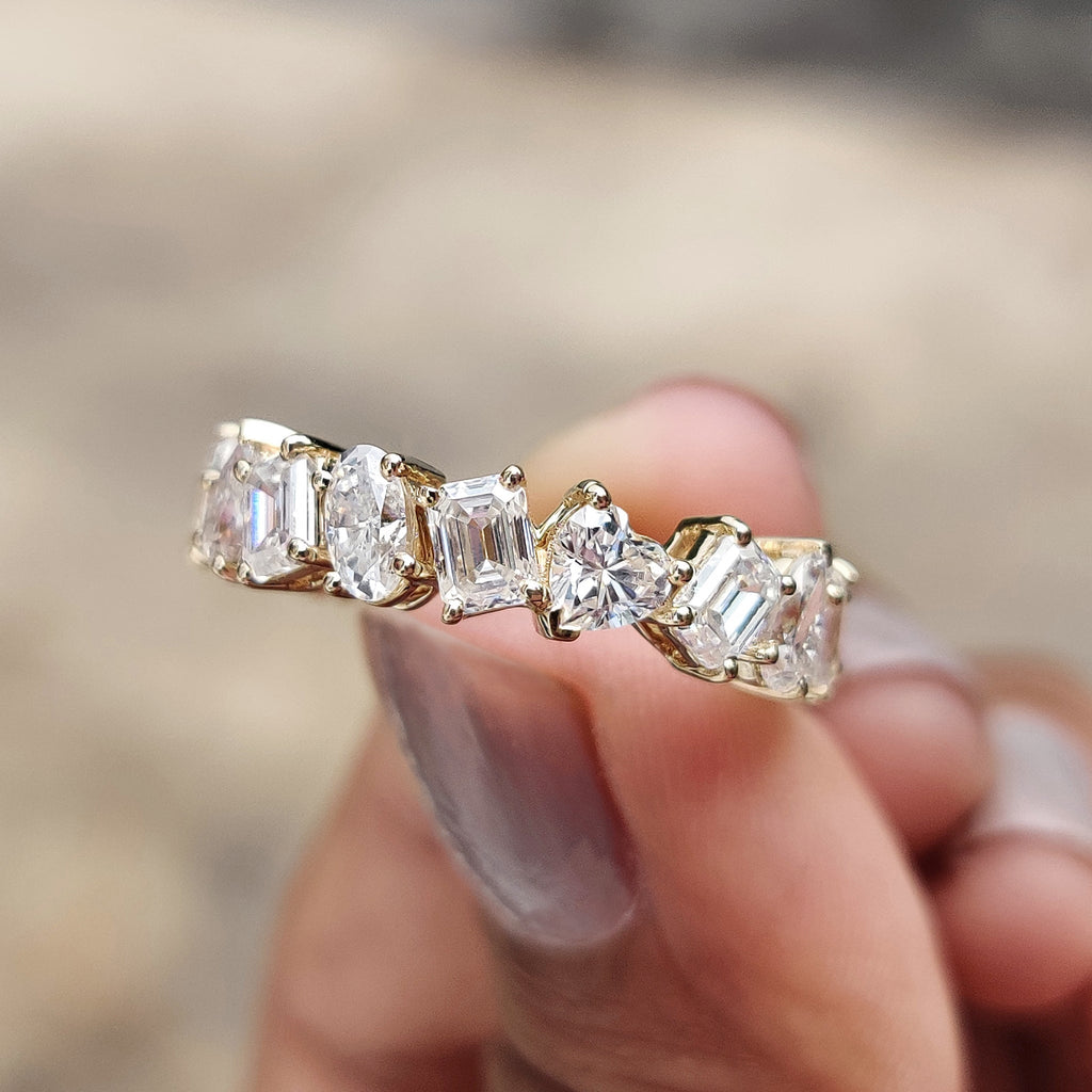 Oval, Pear, Heart, and Emerald Moissanite Multi Shape Eternity Band