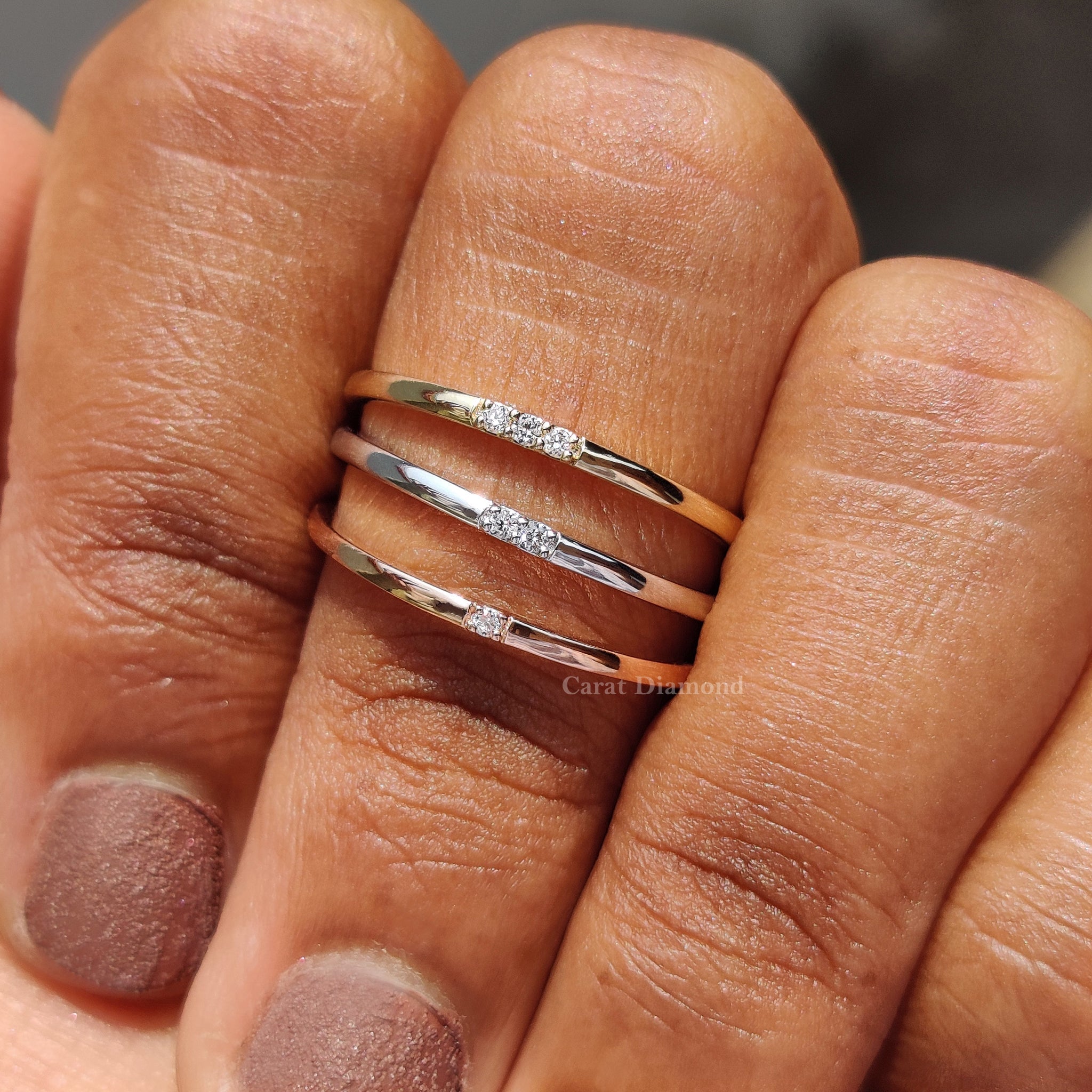 3 Piece Wedding Ring Set In Round Cut Moissanite