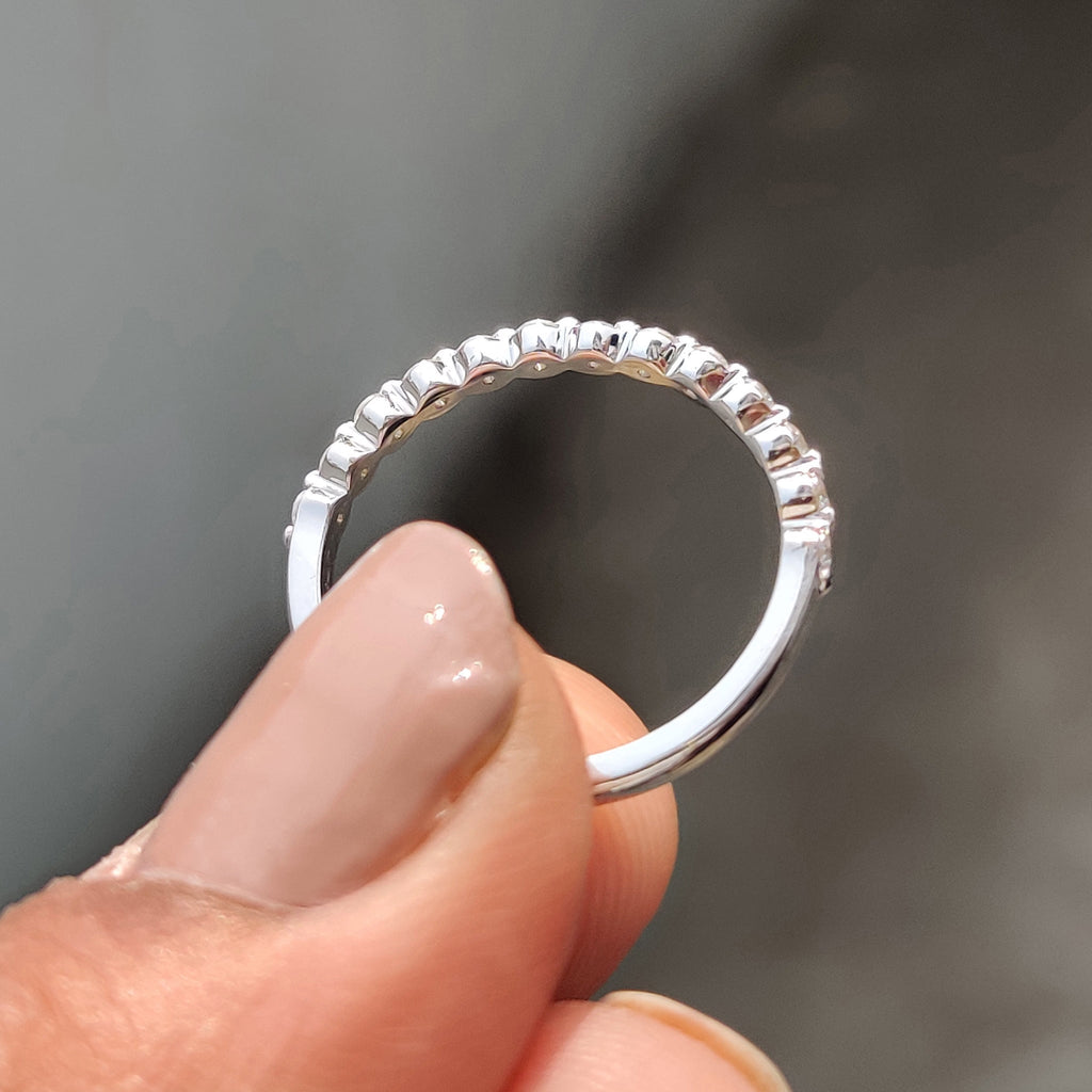 Round Cut Floating Bubble Wedding Band In Half Eternity Style
