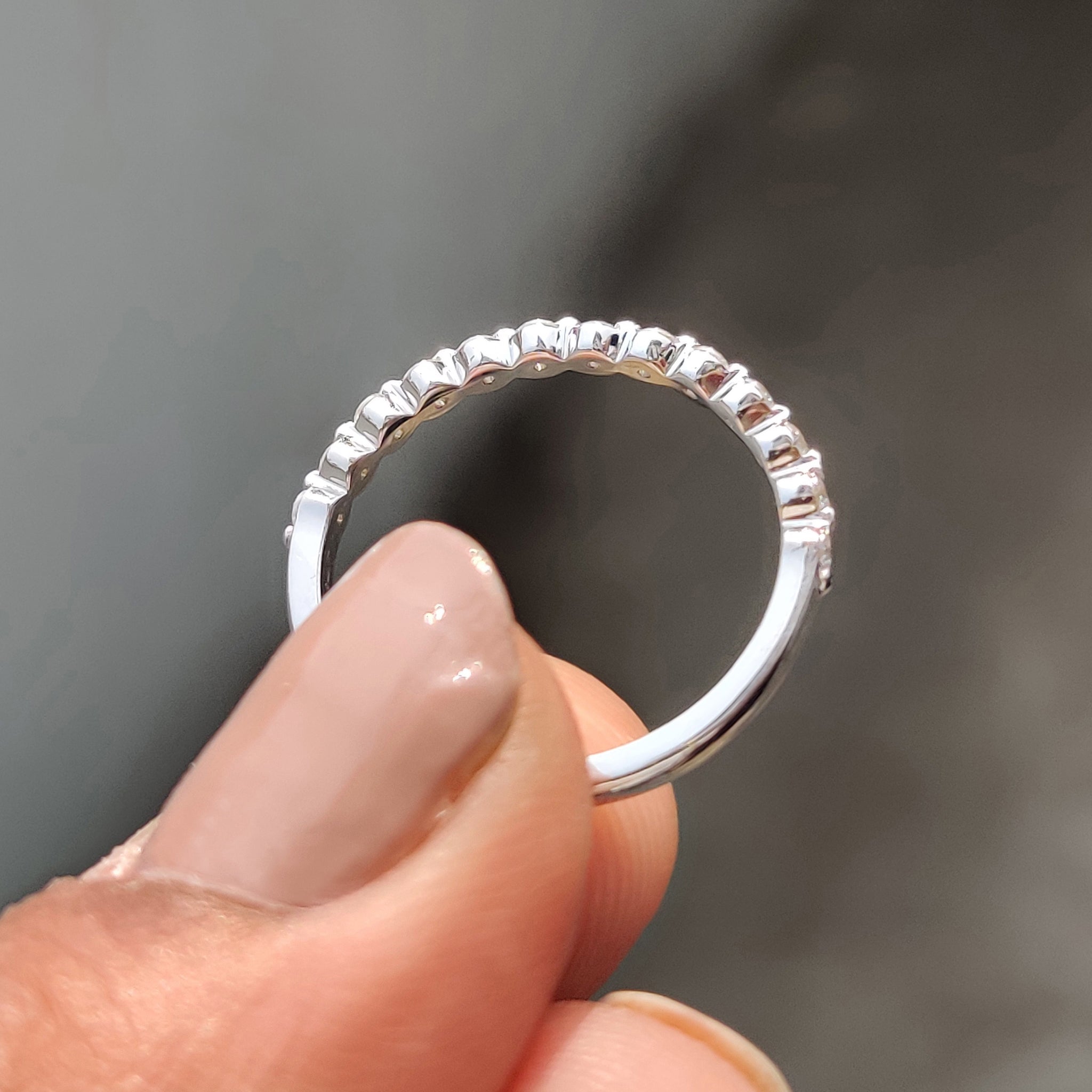 Round Cut Floating Bubble Wedding Band In Half Eternity Style