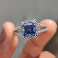 Cushion Cut Split Pave Engagement Ring