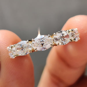 Five Stone Wedding Band In Oval Cut Moissanite