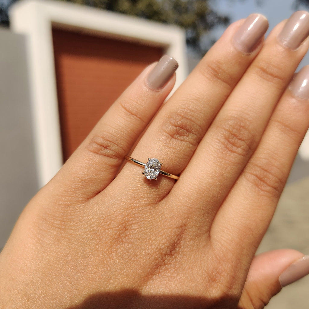 Oval Solitaire Engagement Ring with a Classic Style