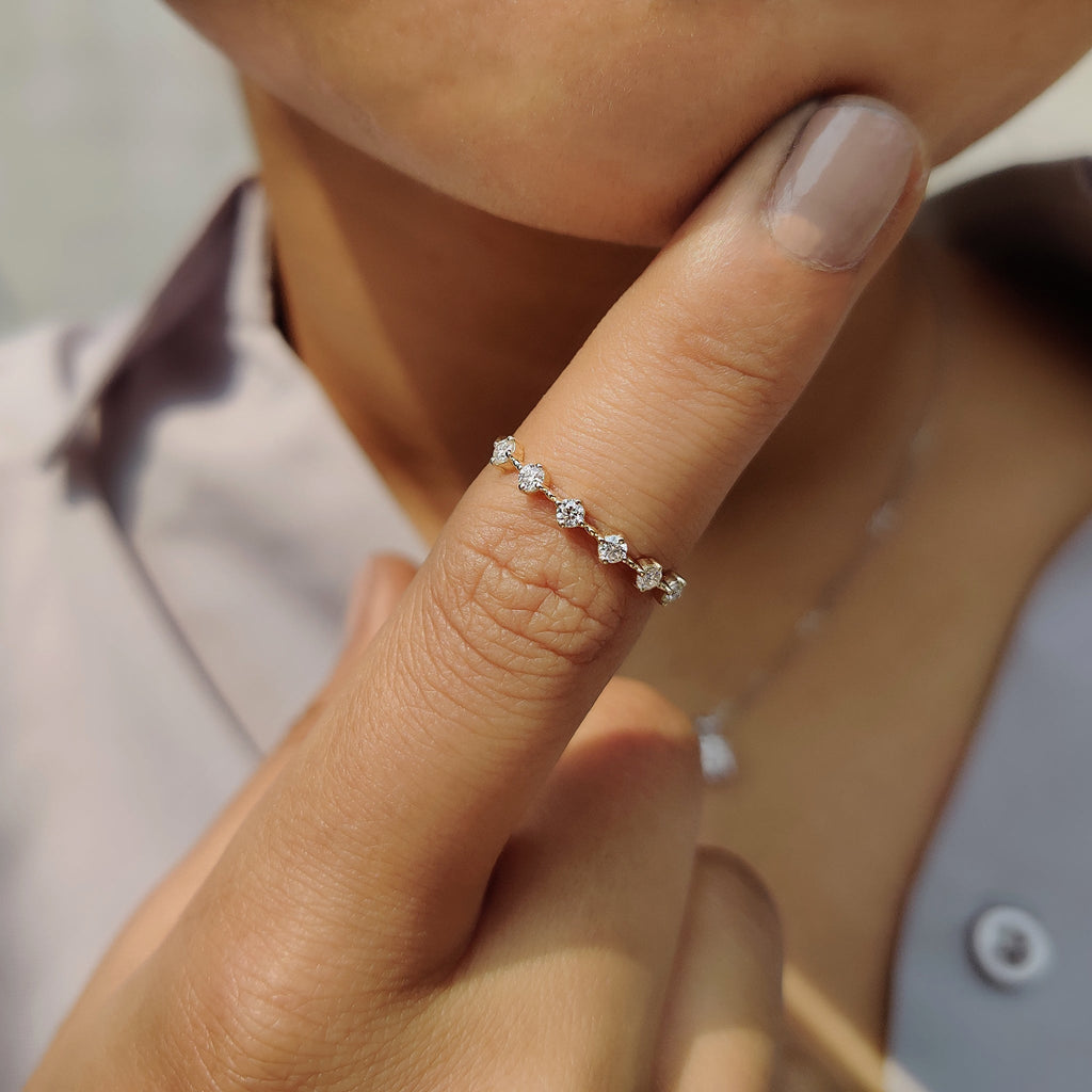 Round cut wedding band With Half Eternity Style
