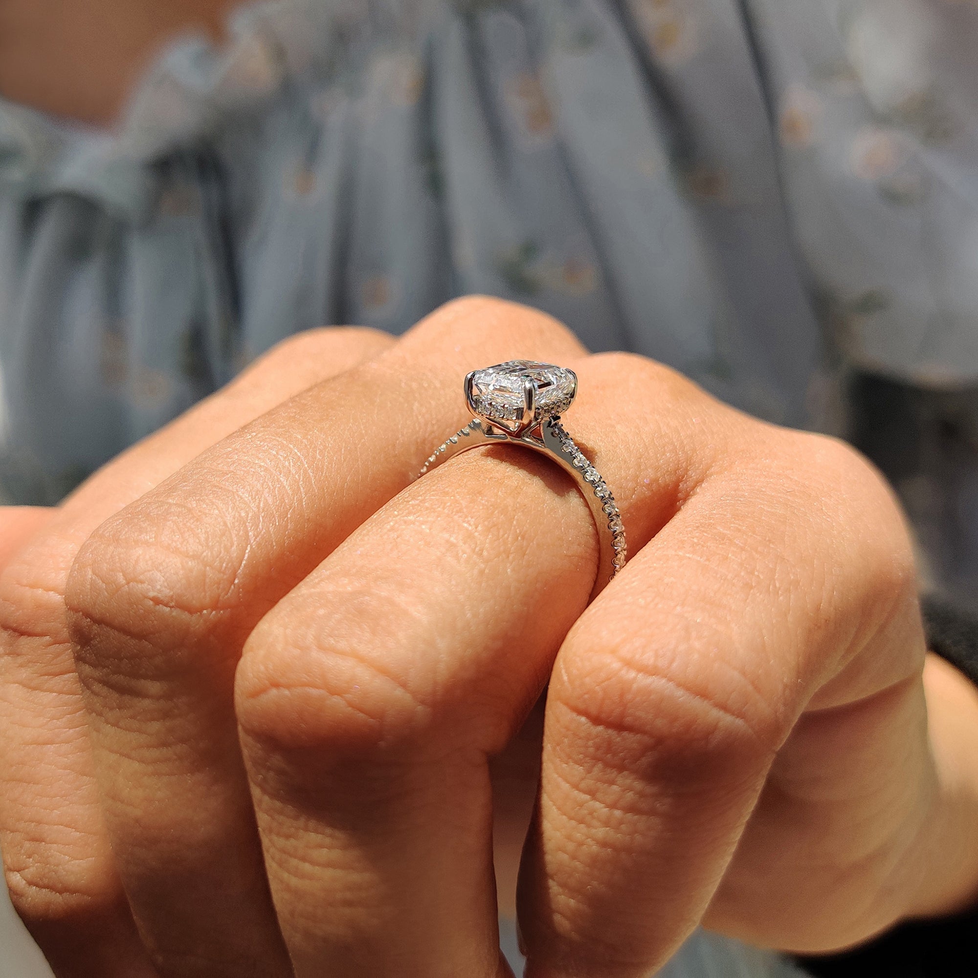 Emerald Cut Engagement Ring With Hidden Halo