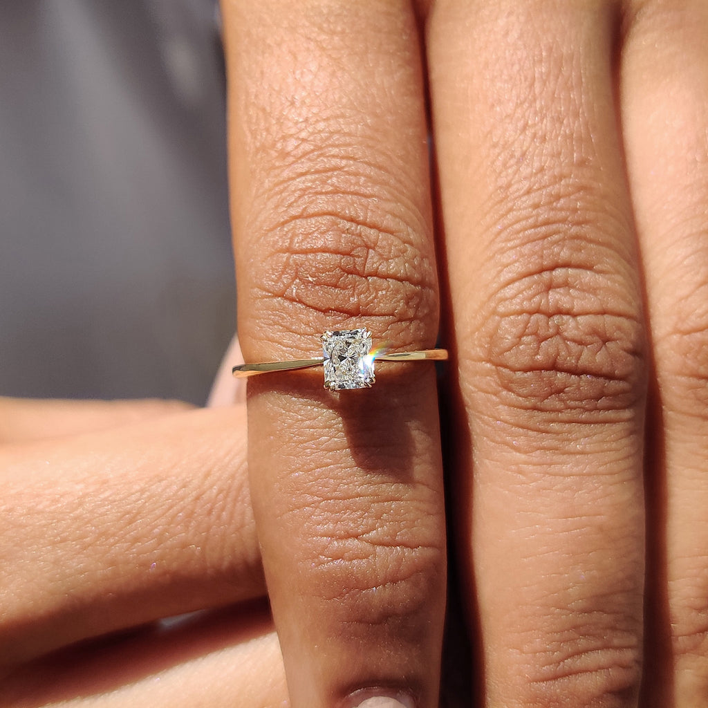 Square Radiant Cut Diamond Ring In Yellow,Rose,White Gold