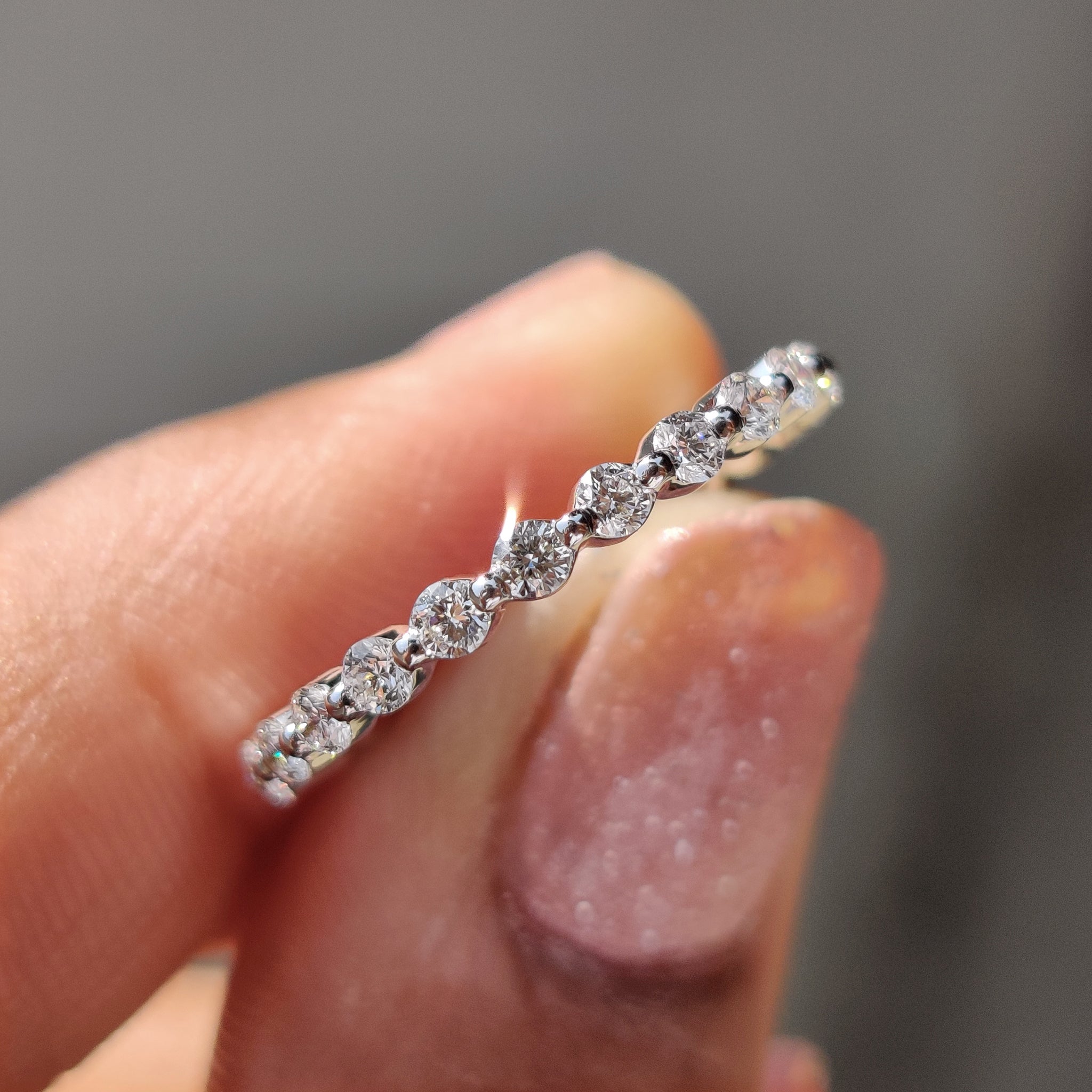 White Gold Wedding Band  - Round Diamond