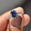 Royal Dark Blue Oval Cut Cathedral Setting Ring