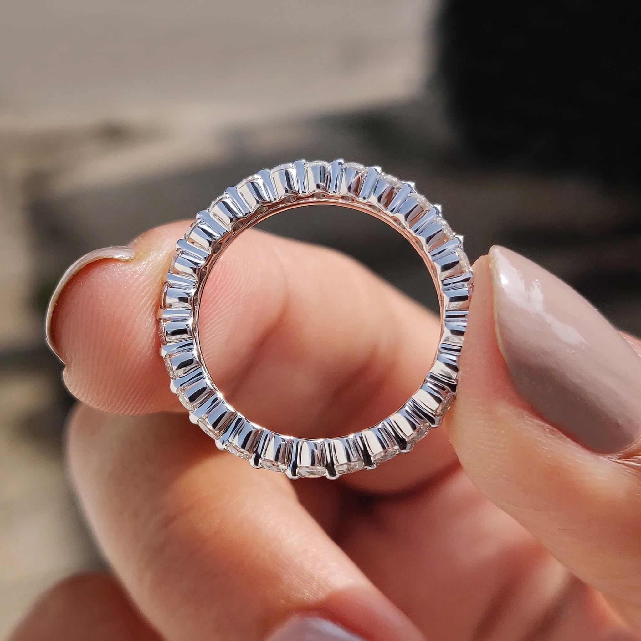 Yellow Gold Band - Round Double Row Pave