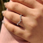 Curved Style Round Cut Wedding Band In U Shaped