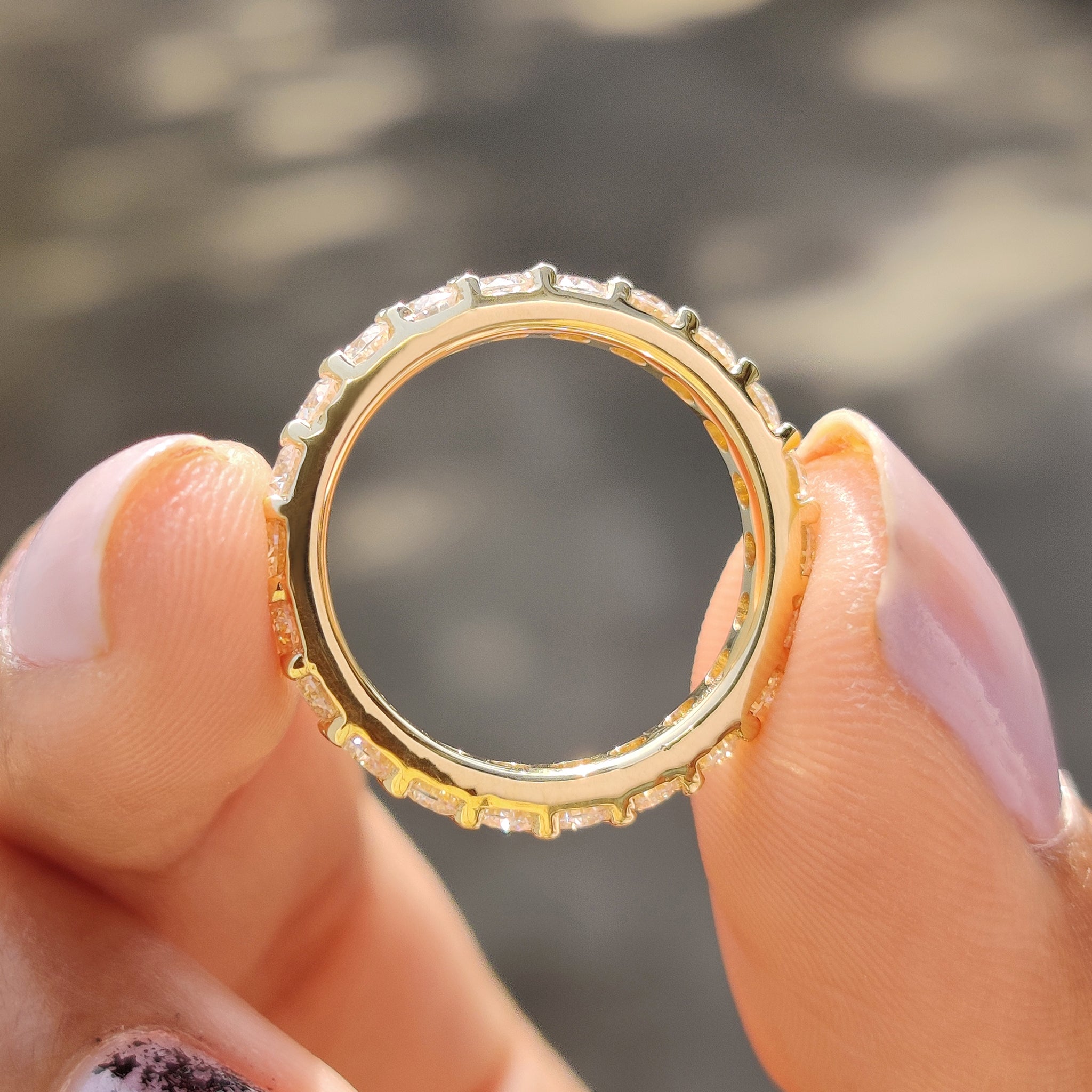 Round Cut Wedding Band in Full Eternity Design