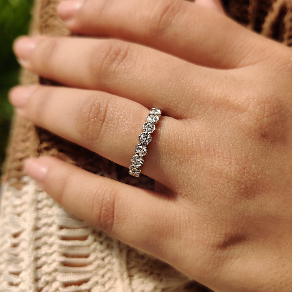 Bezel Set Wedding Band In Round Cut Diamond