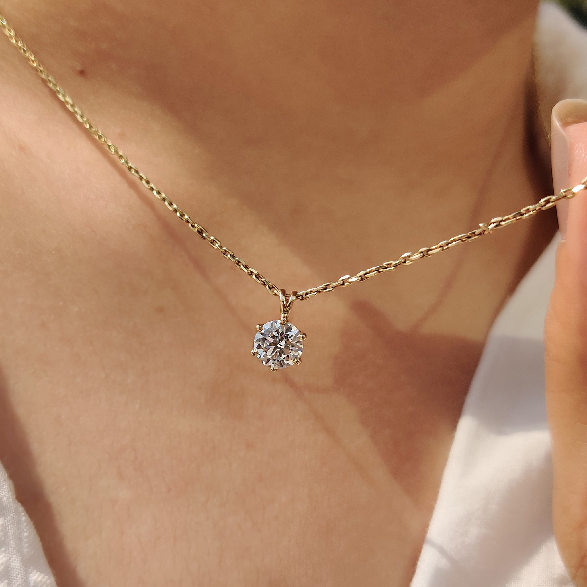 Round Cut Yellow Gold Diamond Pendant