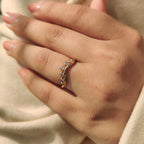 Bezel Set Curved Gold Wedding Band