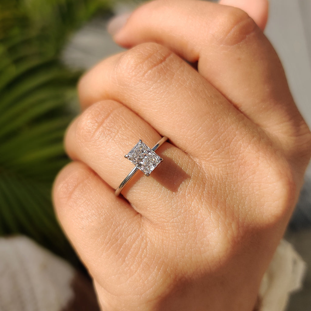 Rose Gold Radiant Diamond Cut Ring