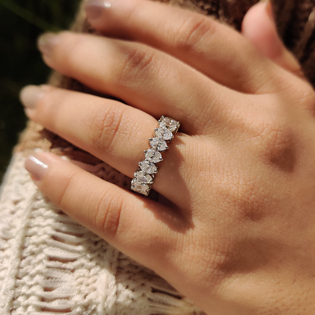 Lab Grown Oval Half Eternity Band