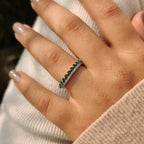 Emerald Wedding Band In Double Row Style