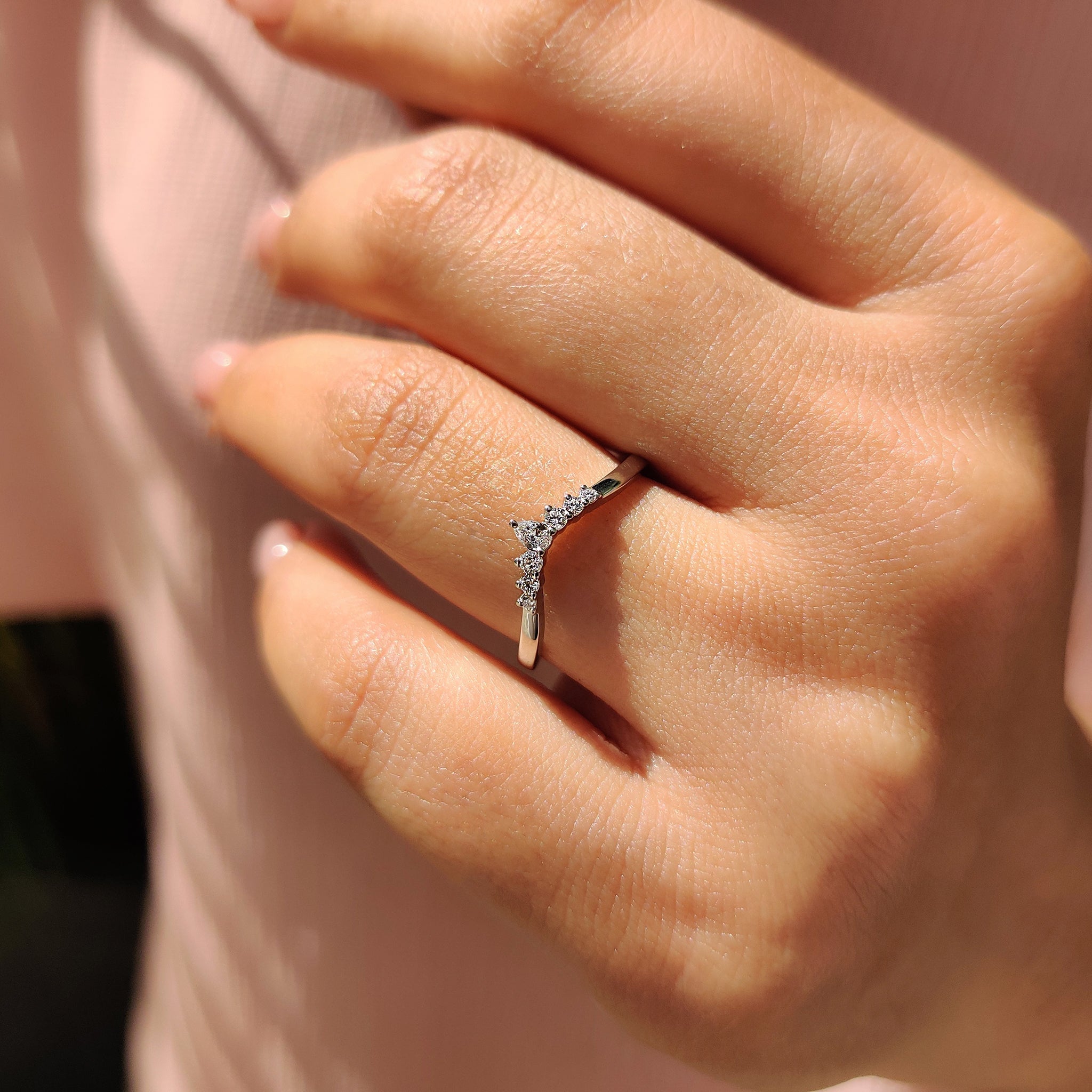 Pear and Round Cut 7 Stone Diamond Band