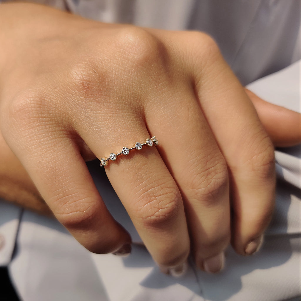 Round cut wedding band With Half Eternity Style
