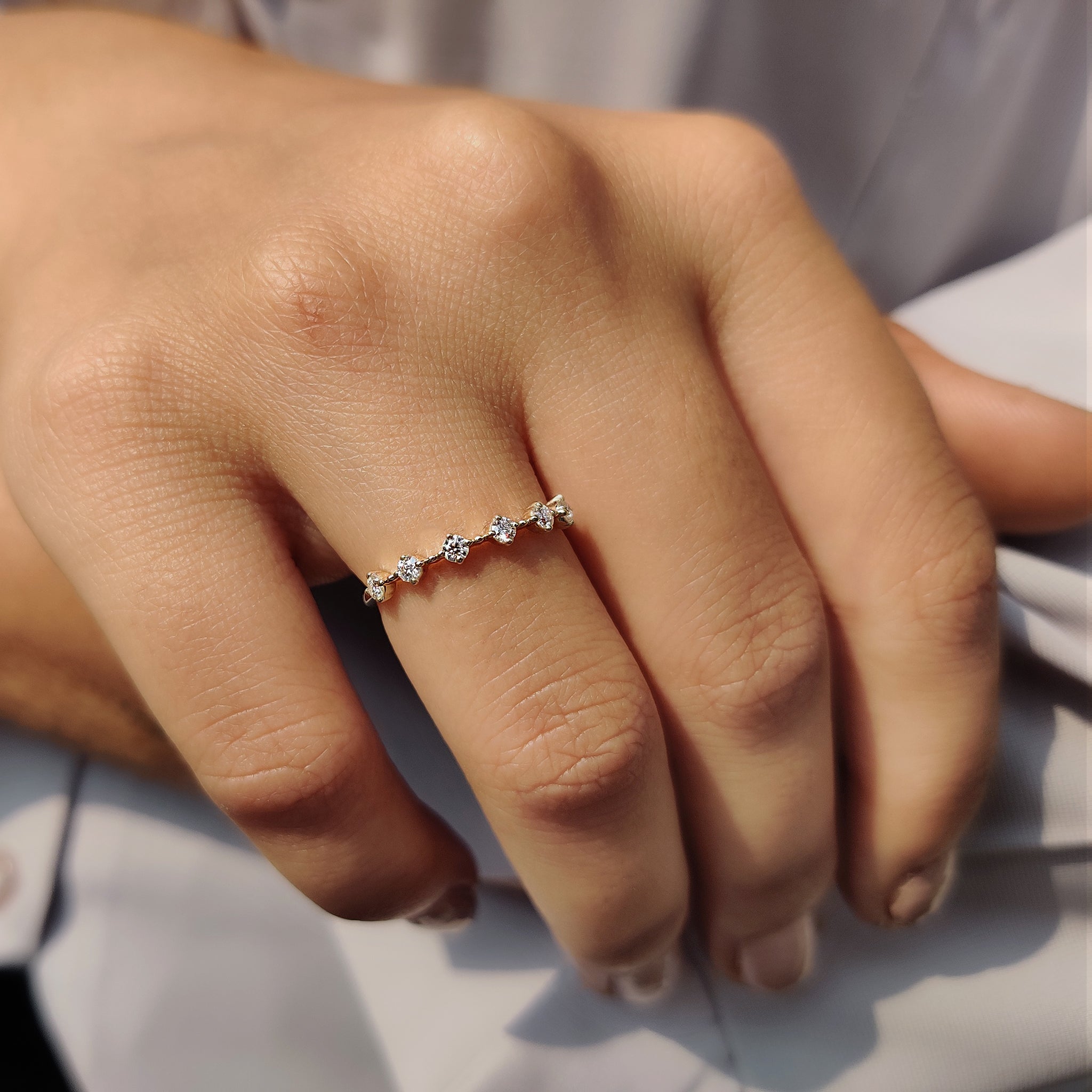 Round cut wedding band With Half Eternity Style