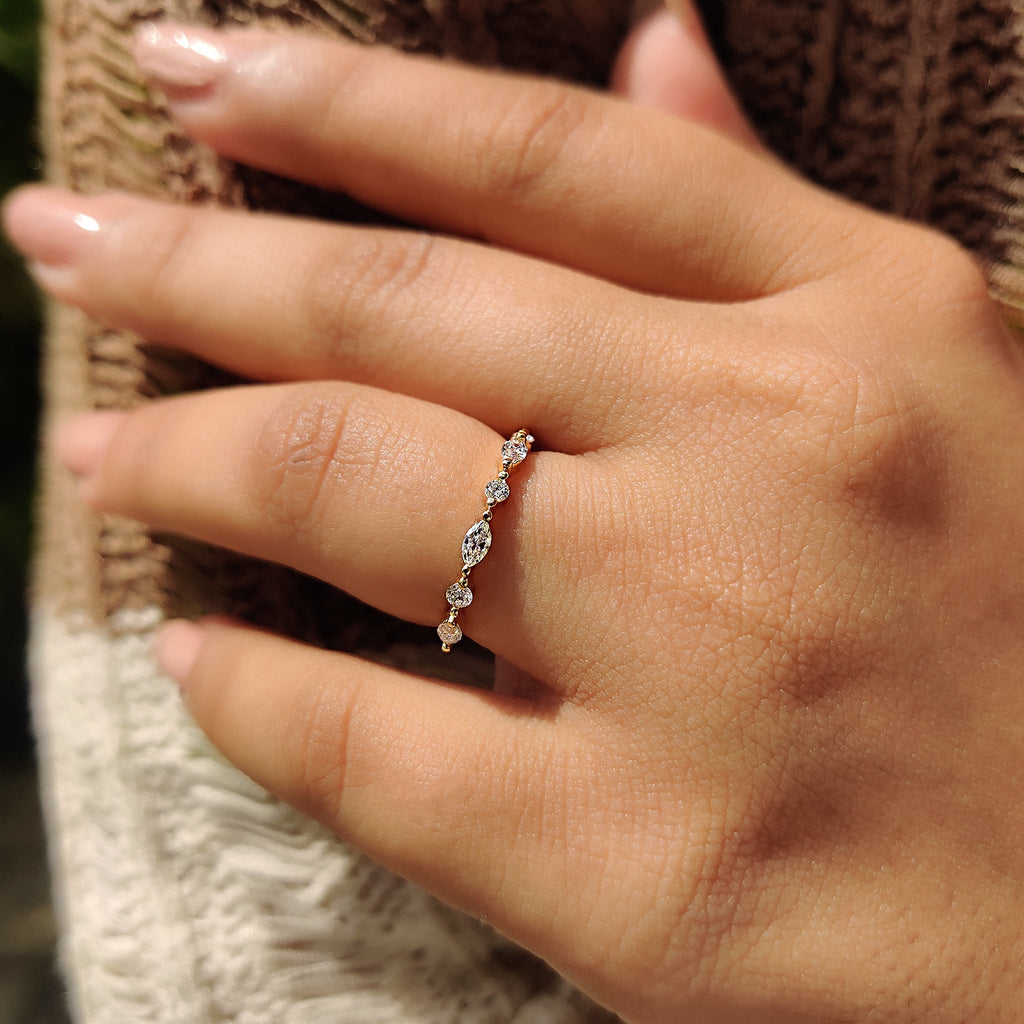 3/4 Eternity Marquise And Round Wedding Band