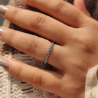 Blue Diamond Wedding Band In Shared Prong Style