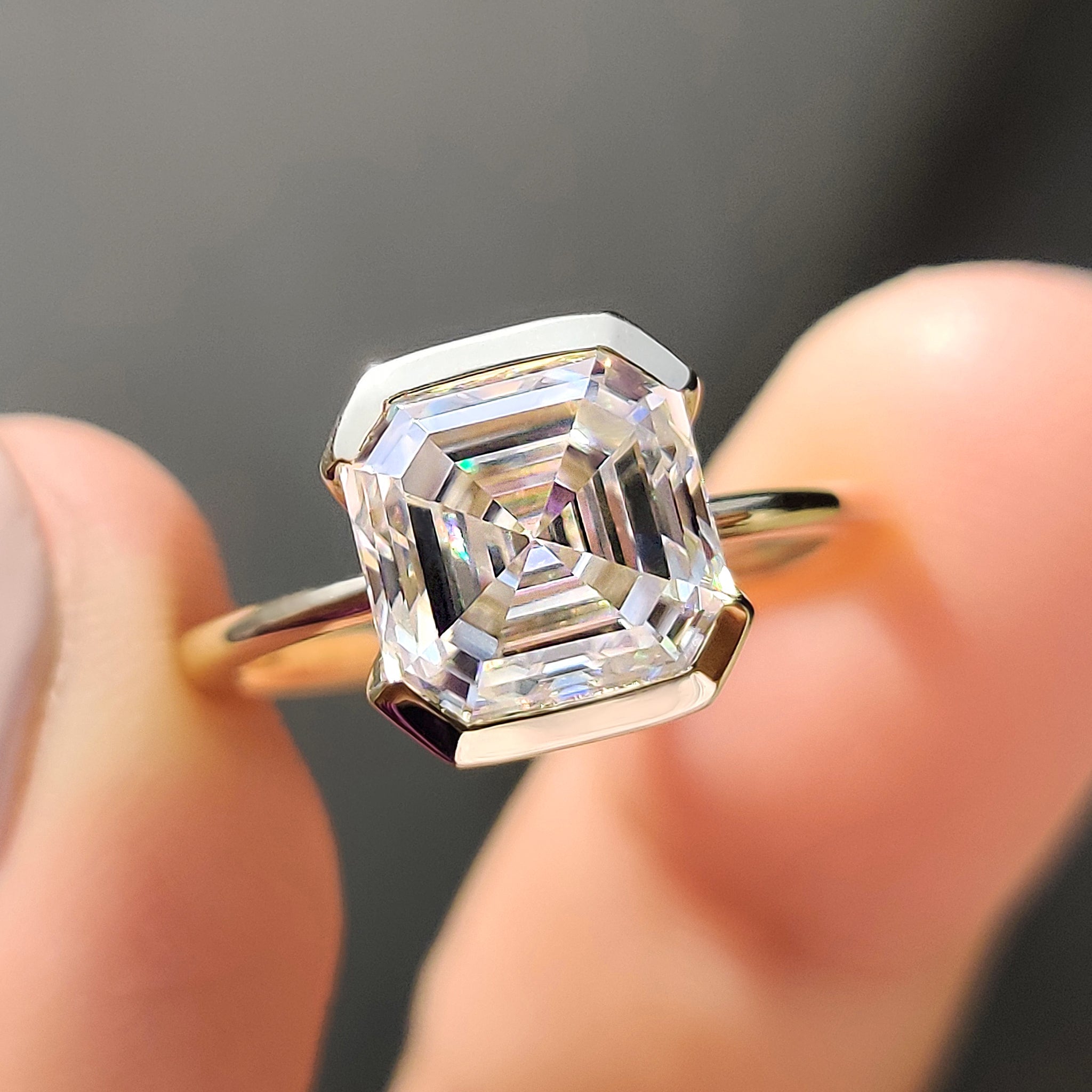 Asscher Cut Half Bezel Set Ring Main image