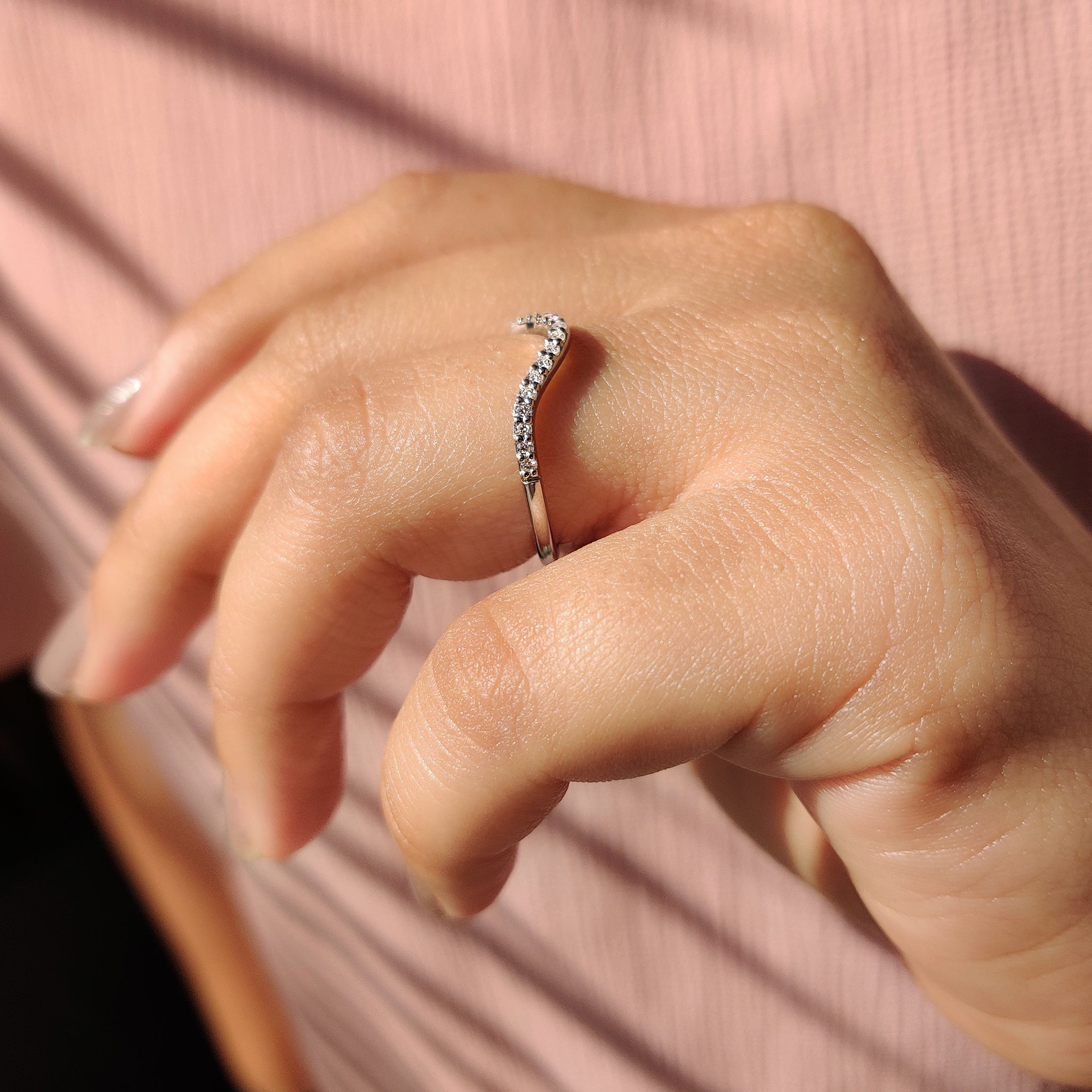 U Shaped Wedding Band Featuring Round Diamond Secondary image