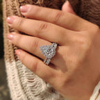 Pear Shaped Diamond Bridal Set With Round Halo Style