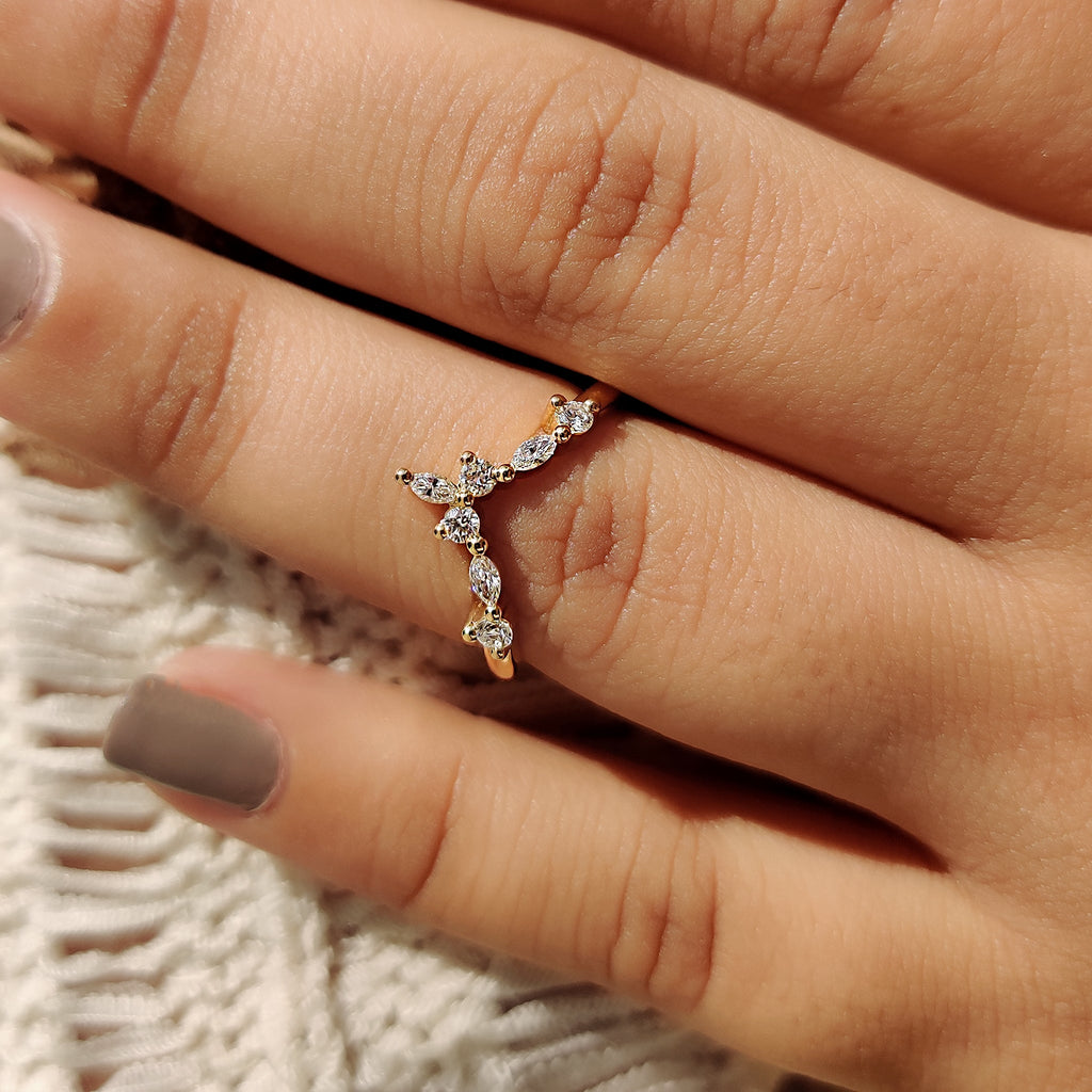 Stackable Curved Wedding Band In Yellow Gold