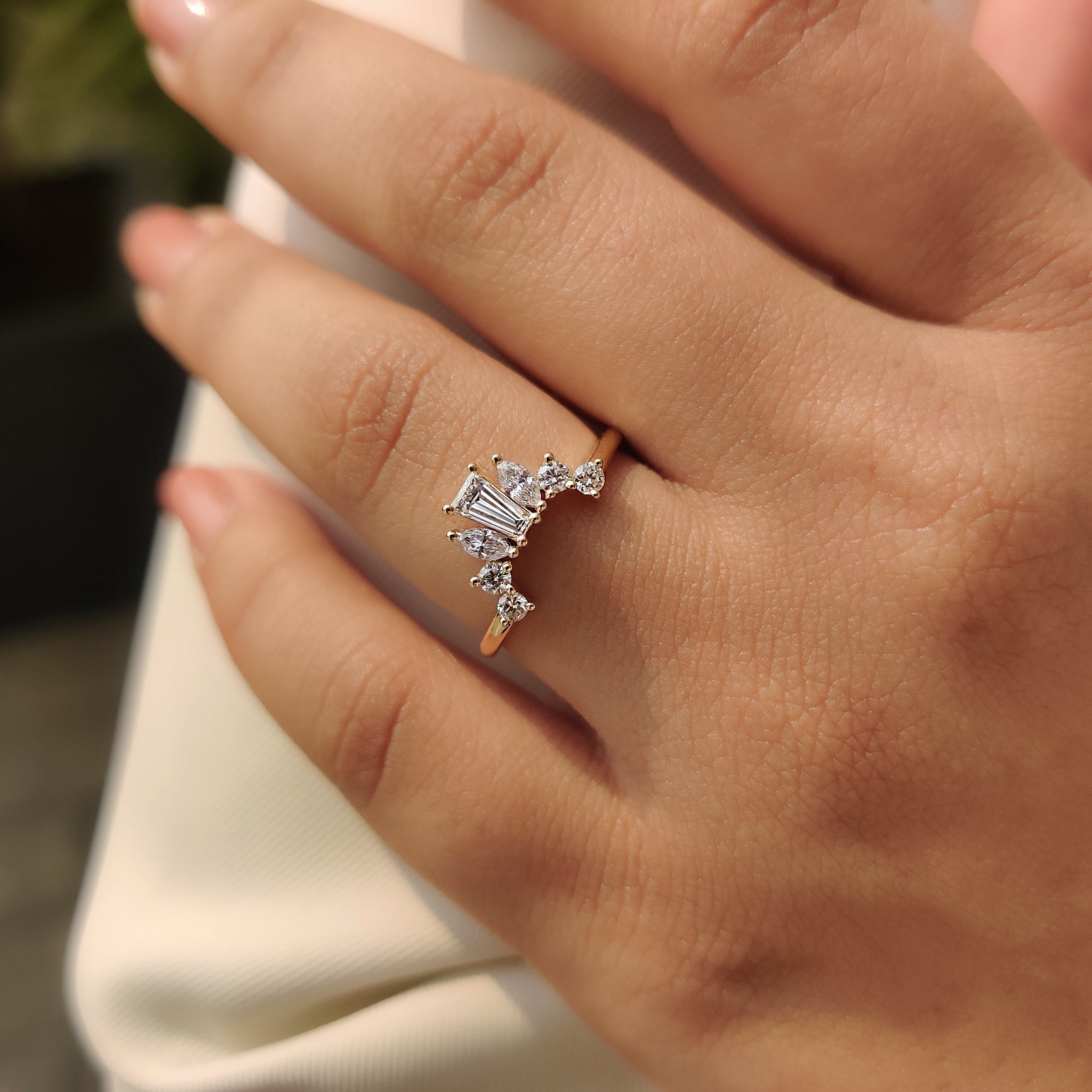 Tiara Wedding Band With Tapered Baguette Diamond