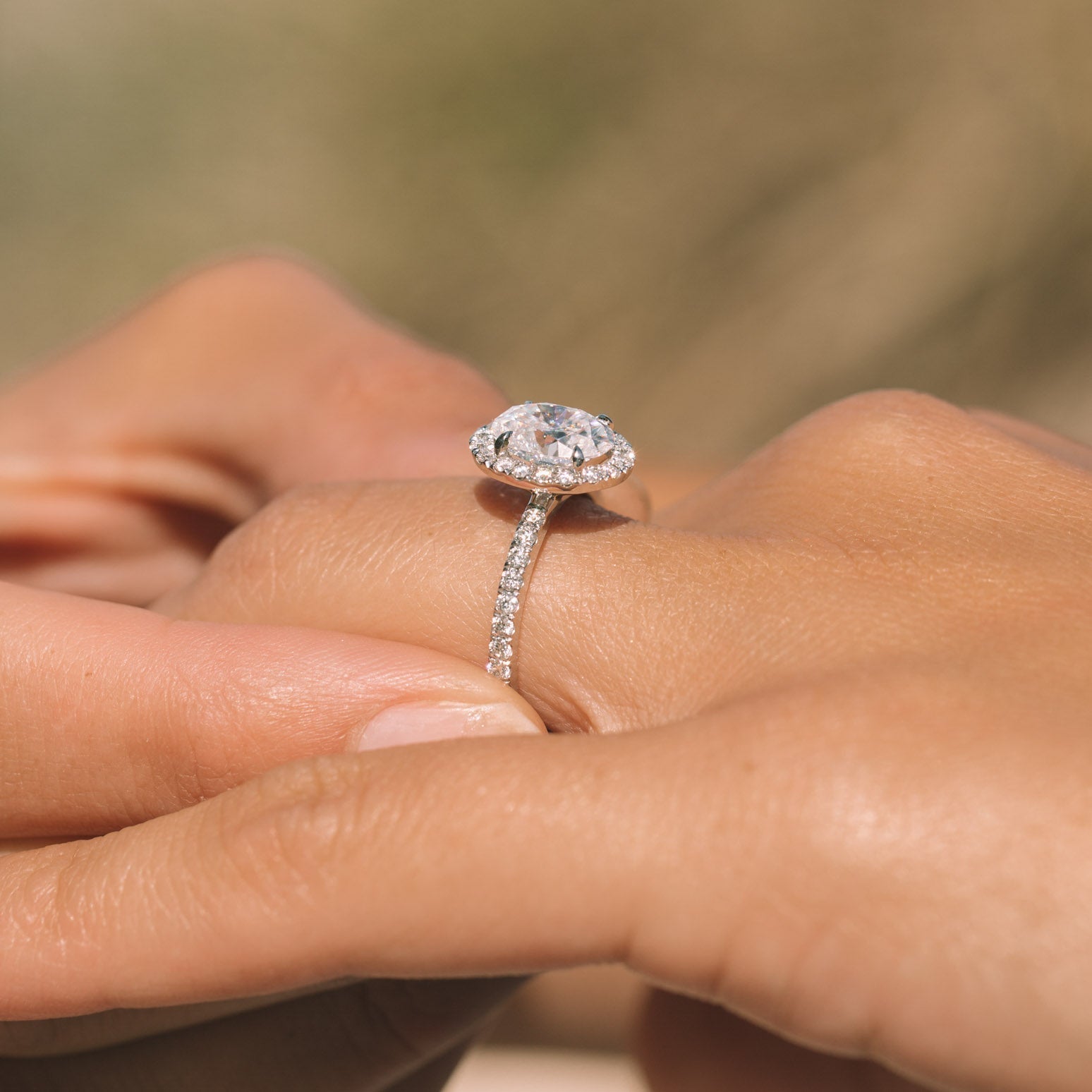 1.80 - 3.80 CT Oval Moissanite Halo Setting Engagement Ring