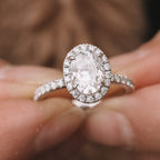 1.80 - 3.80 CT Oval Moissanite Halo Setting Engagement Ring