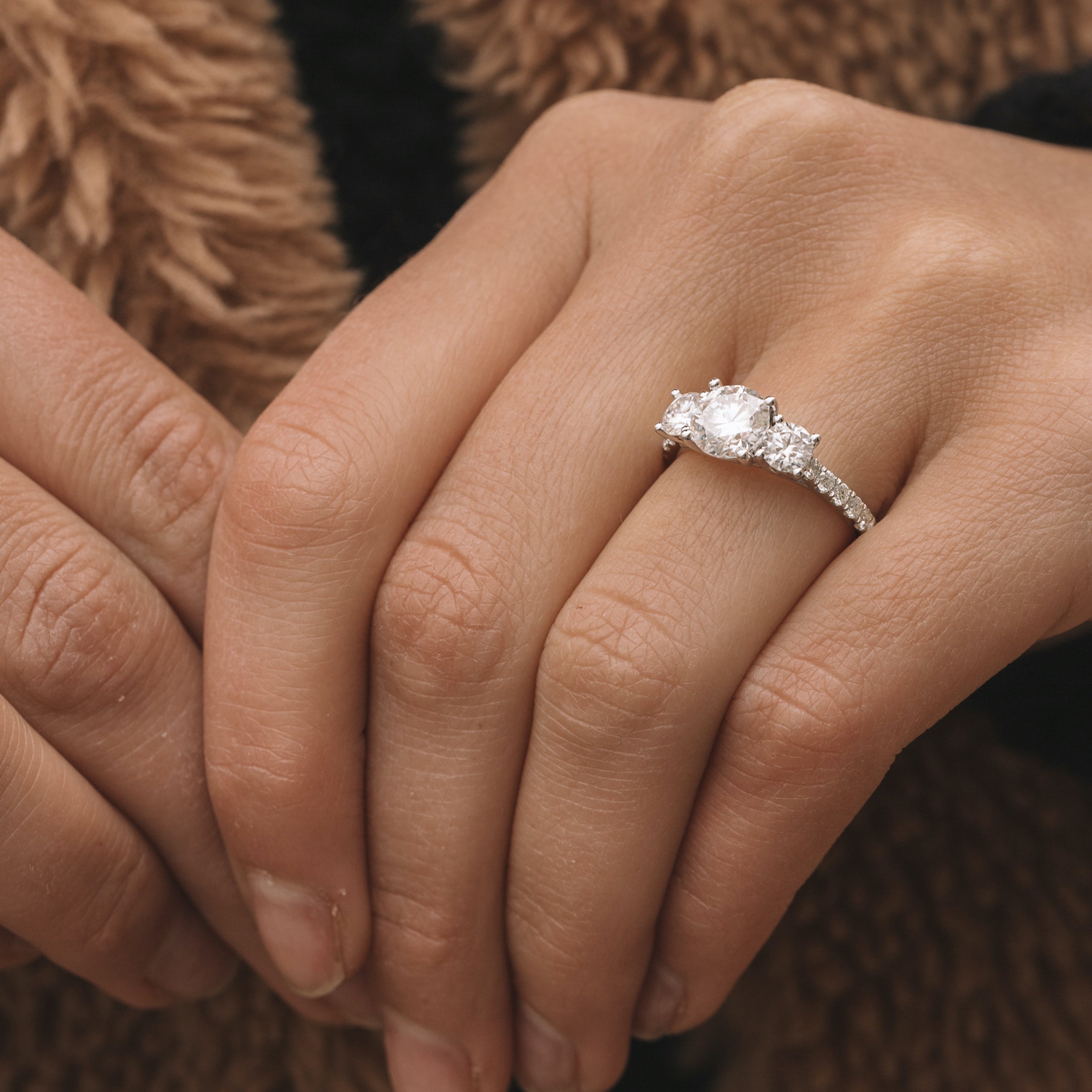 1.60 CT Round Cut Three Stone Moissanite Engagement Ring