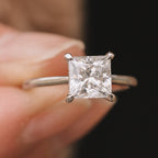 1.90 CT Princess Cut Hidden Halo Moissanite Engagement Ring