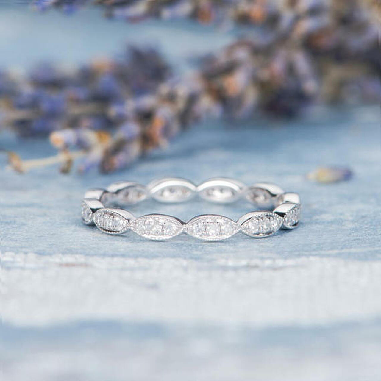 Round Brilliant Cut Full Eternity Unique Wedding Band Secondary image