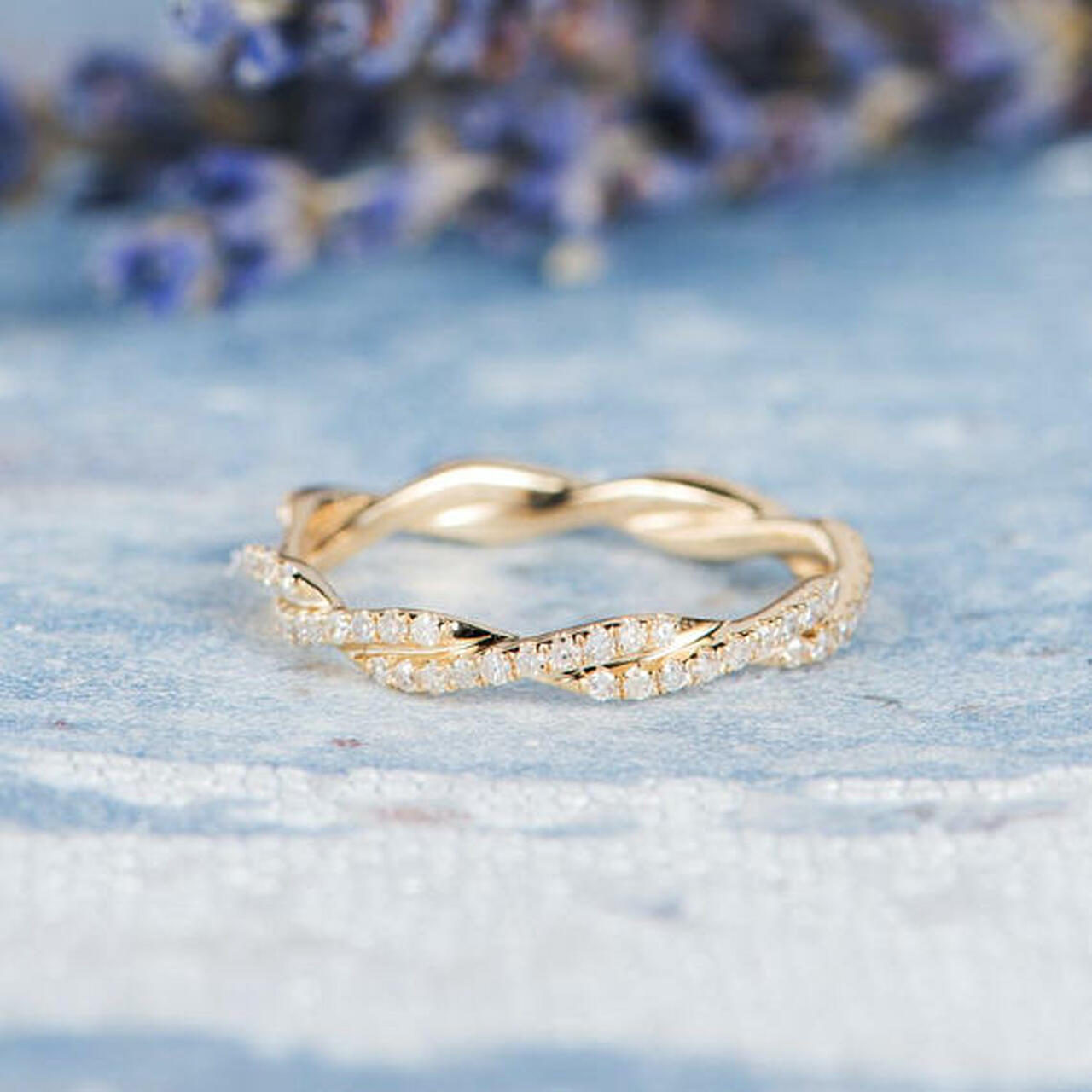 0.45 TCW Round Brilliant Full Eternity Twisted Moissanite Wedding Band