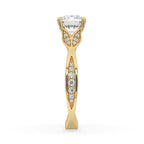 Round Cut Diamond Cathedral Engagement Ring