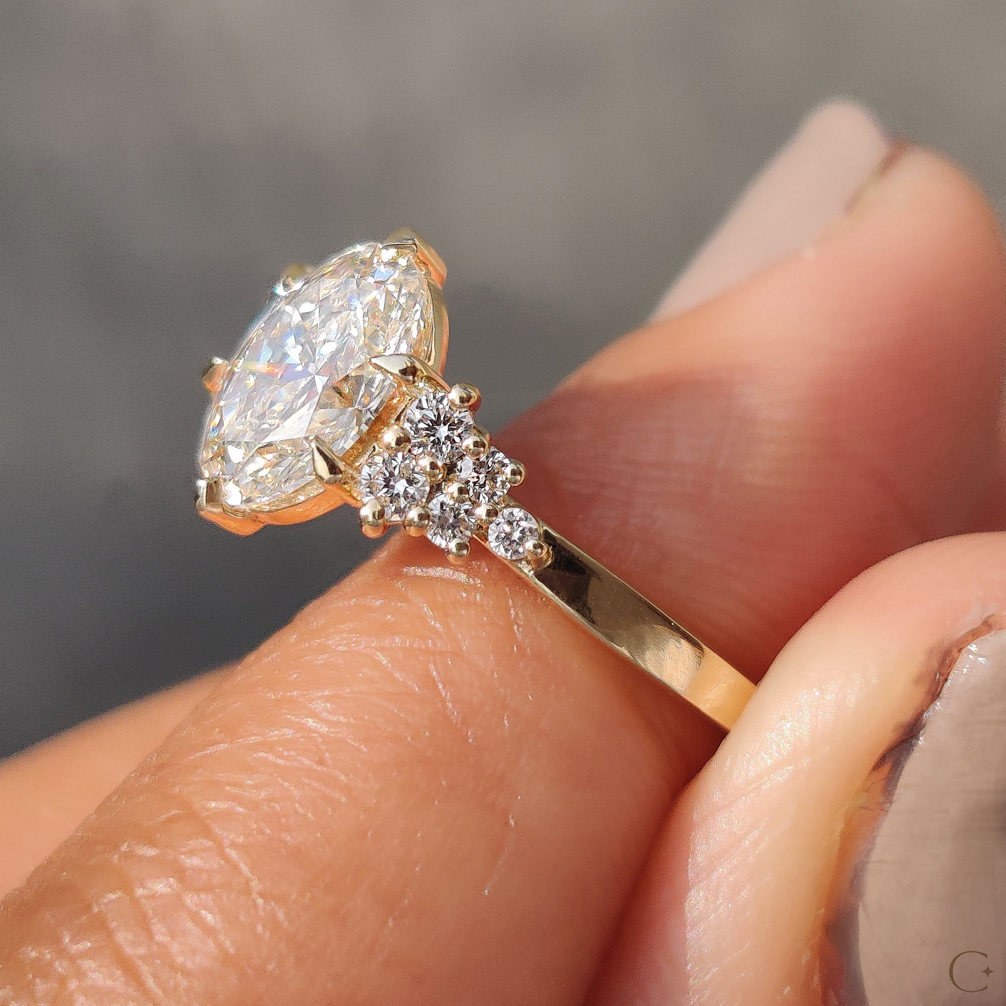 Oval Cut Engagement Ring In Cluster Setting