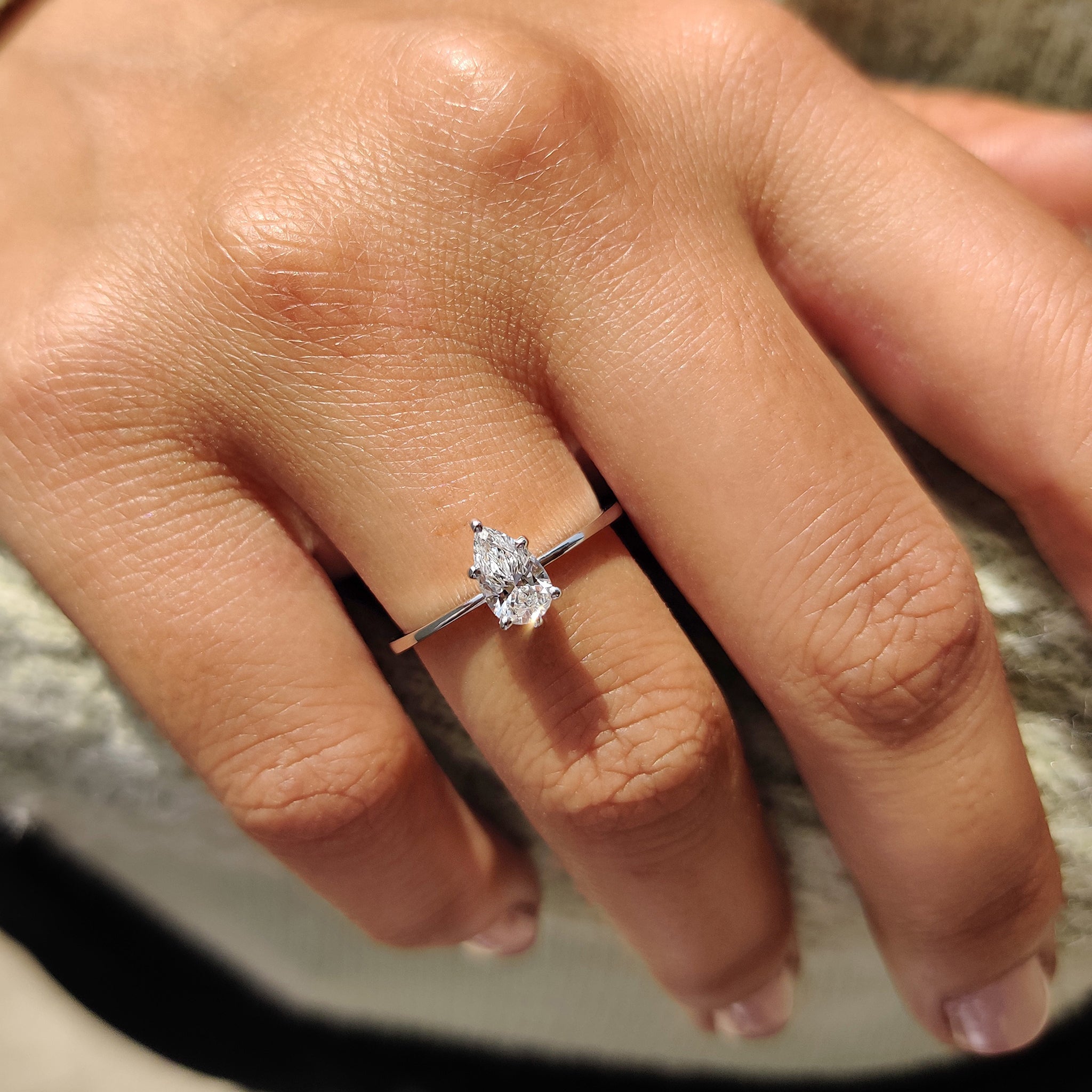 Pear Shaped Engagement Ring In White Gold Secondary image