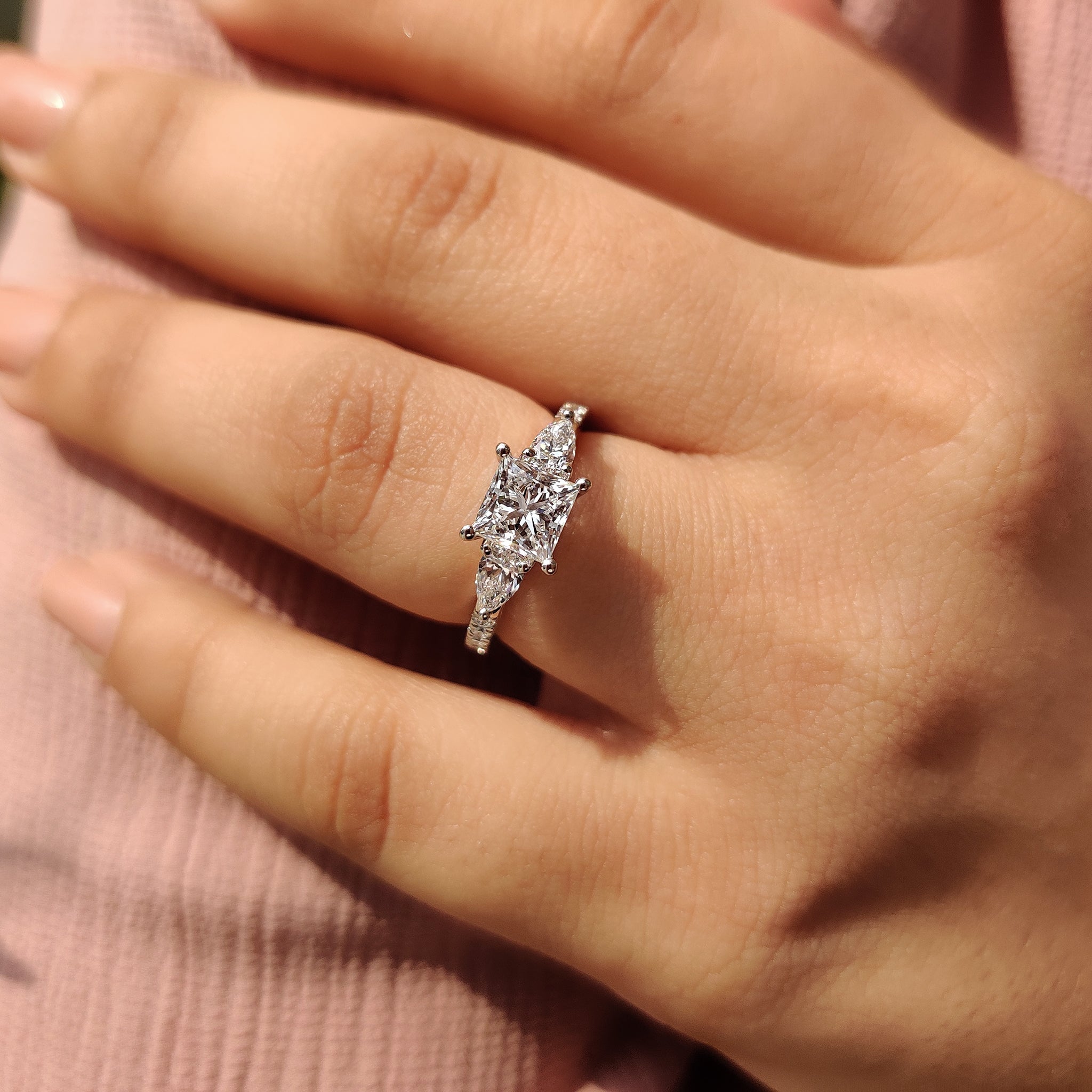 Princess Cut Diamond In Pave Setting Ring Secondary image