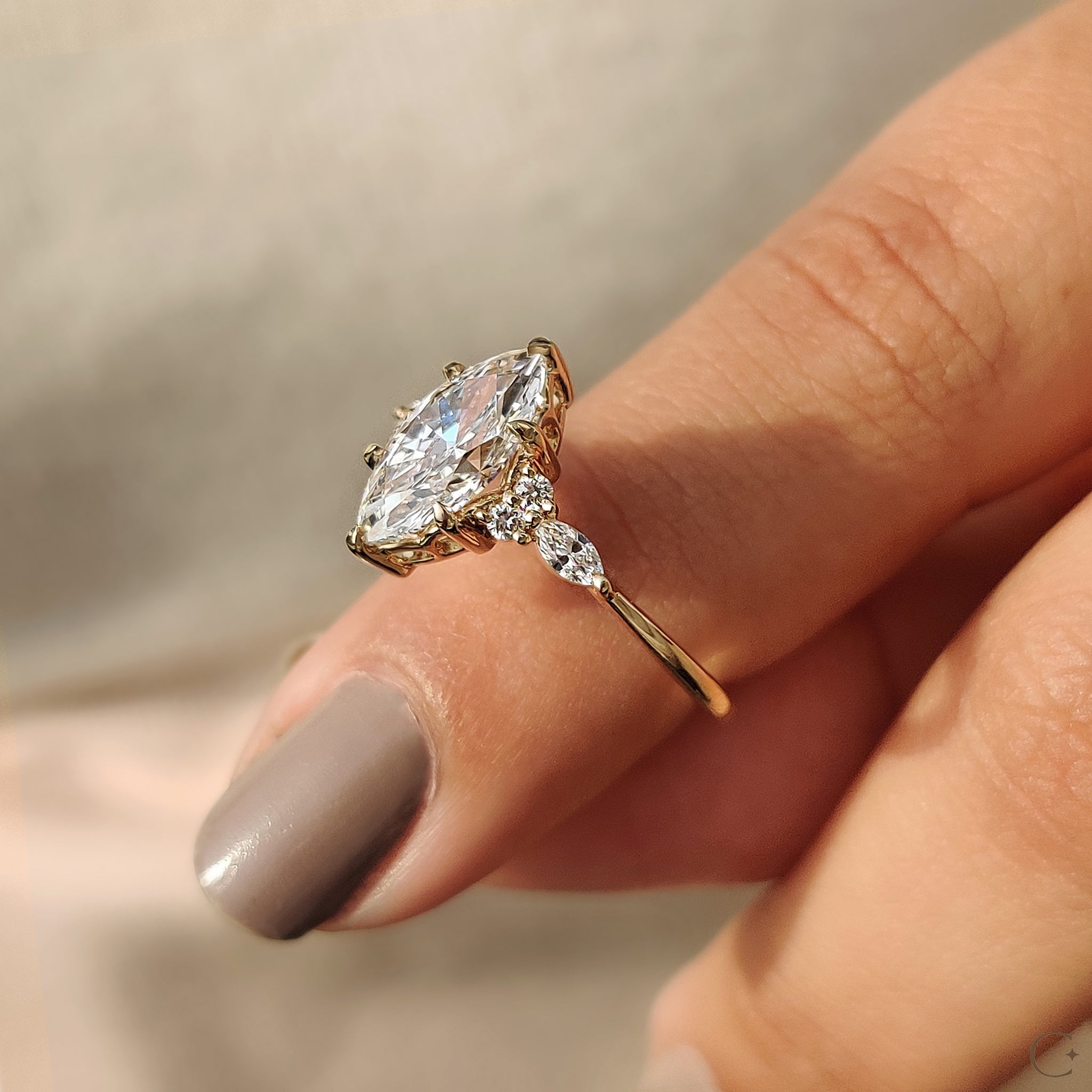 Marquise Engagement Ring In Muse Setting