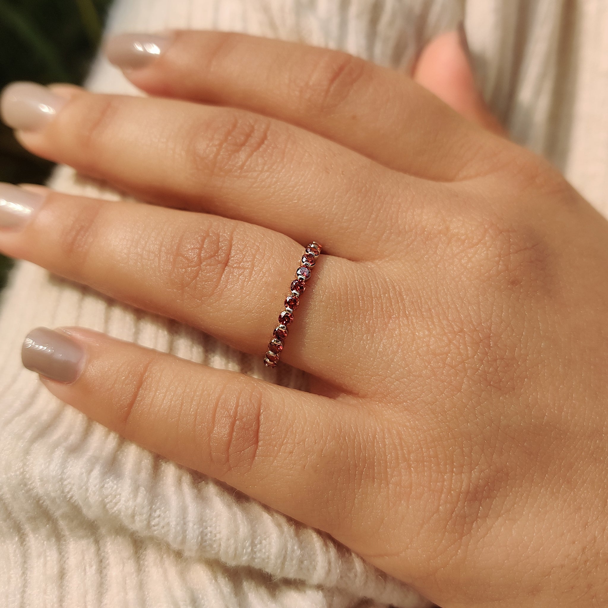 Red Diamond Wedding Band In Eternity Style
