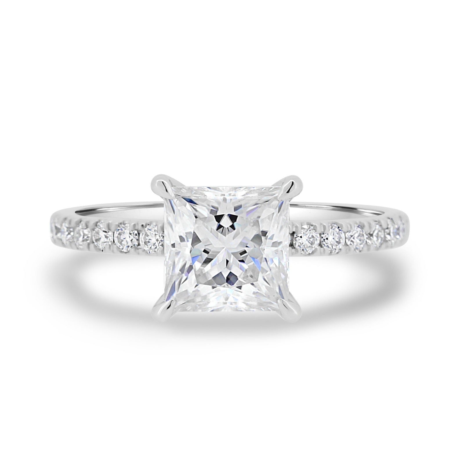 1.75 CT Princess Moissanite Hidden Halo Pave Setting Engagement Ring Main image